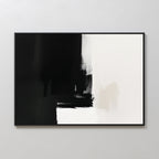 Ink Divide Canvas Art - Horizontal features bold black brushstrokes along the left and bottom, blending into a white background with subtle gray tones—ideal for bringing modern elegance to your contemporary wall art collection.