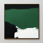 The Jade Depths Canvas Art - Square showcases bold emerald green and black with textured white accents, making it a striking modern decor piece to brighten any living room or contemporary space.
