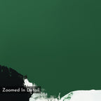 A close-up of the Jade Depths Canvas Art - Vertical reveals an emerald green surface with black and white textured accents at the edges. "Zoomed In Detail" text appears in the lower left—perfect for modern living room decor.