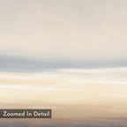 Soft, calming abstract print in muted beige, cream, and light blue tones with slight texture for depth. Text in the bottom left reads “Zoomed In Detail.” Perfect as Nordic Park-inspired wall art. Product: Layered Dusk Canvas Art - Horizontal.