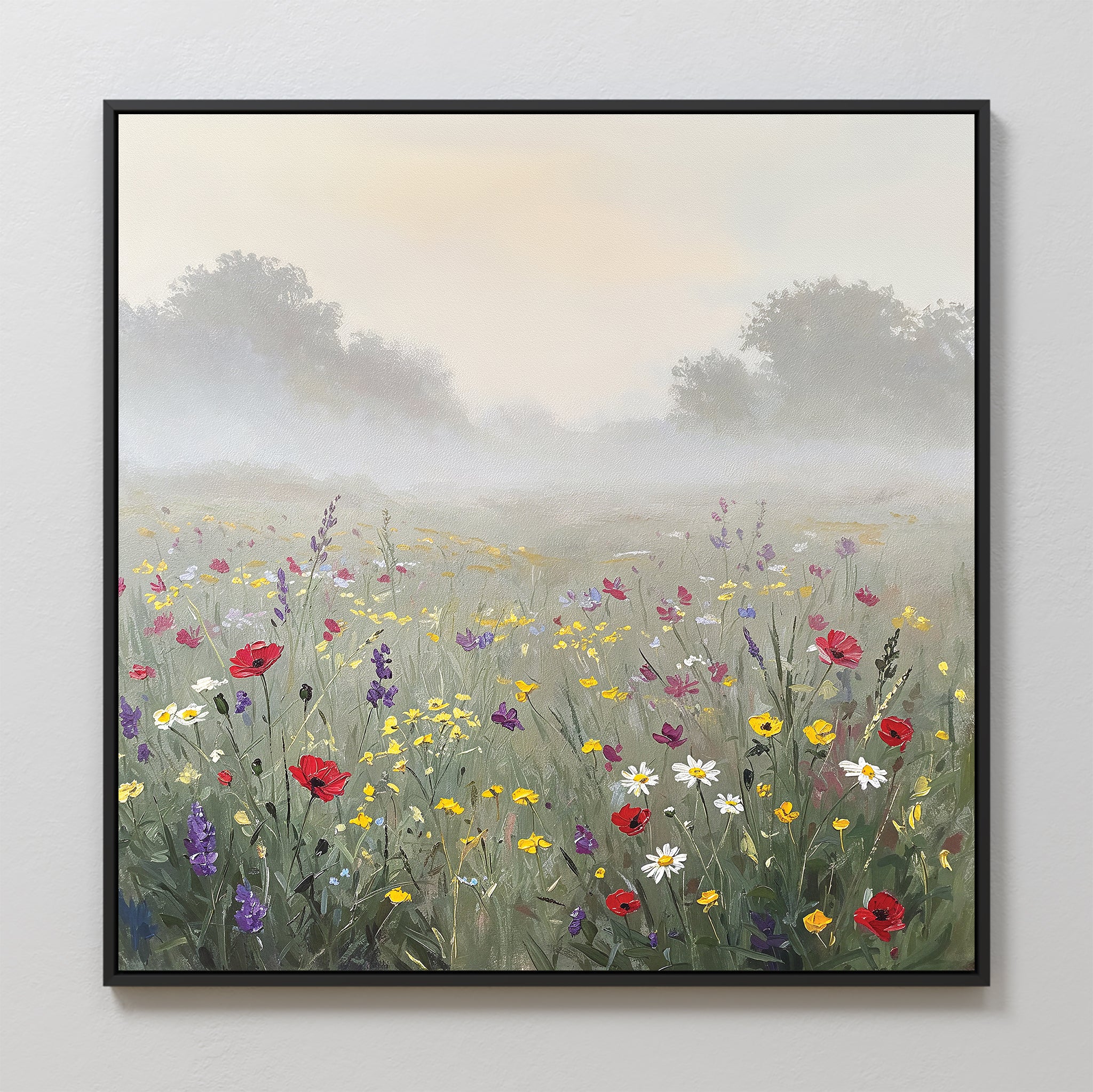 Add Nordic Park charm to your space with the Meadow Dreams Canvas Art - Square, featuring vibrant flowers blooming in a meadow for a fresh, lively look.