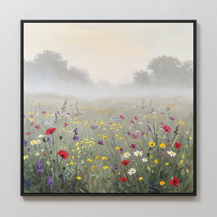 Add Nordic Park charm to your space with the Meadow Dreams Canvas Art - Square, featuring vibrant flowers blooming in a meadow for a fresh, lively look.