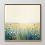 The Meadow Whispers Canvas Art - Square features an impressionistic landscape of vibrant wildflowers in a field, beautifully captured as a canvas print.