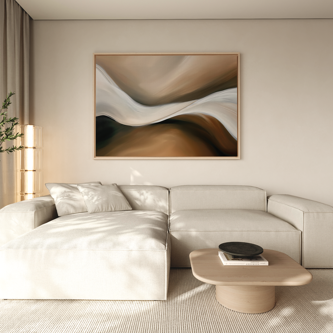 Neutral Landscape River Abstract Canvas Art