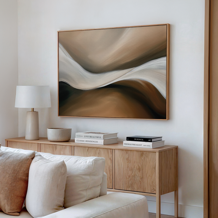 Neutral Landscape River Abstract Canvas Art