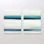 The Ocean Motion - Set Of 2 features abstract prints with horizontal bands of blue, teal, and white, evoking serene seascapes and bringing coastal style and tranquil sophistication to any light wall.
