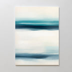 Ocean Motion Canvas Art - Vertical features soft horizontal bands of blue, teal, and white for a serene seascape look. Its gentle blends add calm sophistication, making it ideal coastal decor for display on a light wall.