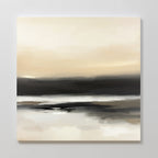 The Quiet Shoreline Canvas Art - Square features soft beige, brown, and gray tones blended like a misty landscape. Its gentle gradients and blurred edges create a calm, serene vibe—ideal for minimalist decor in any space.