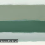 The Sage Gradient Canvas Art - Square features soothing abstract bands of sage green, dark teal, and off-white in a calming gradient. Ideal as a Nordic Park-inspired print, with “Zoomed In Detail” labeled in the lower left corner.