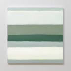 Sage Gradient Canvas Art - Square features horizontal bands of soft green, white, and gray tones. This calming abstract print adds a minimalist touch with a subtle sage gradient across the square canvas.
