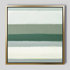 The Sage Gradient Canvas Art - Square features a calming abstract design with horizontal bands in muted green, white, and gray, softly blending into a serene sage gradient for a minimalist Nordic-inspired look.