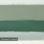 The Sage Gradient Canvas Art - Vertical features calming bands of muted green, beige, and off-white with soft edges. Labeled "Zoomed In Detail" in the lower left, it's perfect as sage green wall art for tranquil interiors.