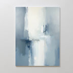 The Silver Cross Formation Canvas Art - Vertical features soft, blurred shades of blue, white, and gray with smooth brushstrokes—creating a serene, atmospheric abstract perfect for enhancing modern living rooms.