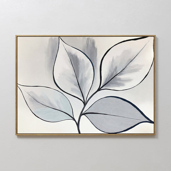 Silver Leaves Canvas Art - Horizontal