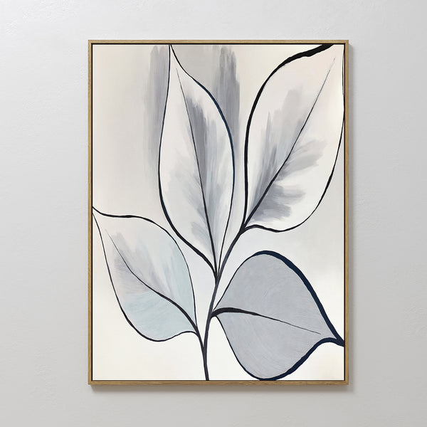 Silver Leaves Canvas Art - Vertical
