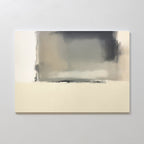 Smoke Boundary Canvas Art - Horizontal showcases abstract minimalist wall art with soft, blurred gray, beige, and cream tones in a gentle gradient, perfect for adding a serene touch to any light-colored wall.