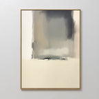 The Smoke Boundary Canvas Art - Vertical features soft, blurred tones of gray, beige, and cream with a dark area at the top fading into lighter shades below. Its framed abstract design adds neutral elegance to any plain, light-colored wall.