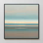 The Soft Tide Layers Canvas Art - Square features calming abstract bands of blue, beige, and light brown for a serene, coastal look—perfect wall art to enhance your space with tranquil seascape vibes.