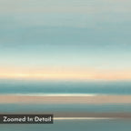 The Soft Tide Layers Canvas Art - Square features soft, abstract bands of blue, beige, and peach for a tranquil look—ideal as calming coastal wall art. “Zoomed In Detail” appears in the lower left corner.