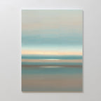 The Soft Tide Layers Canvas Art - Vertical features minimalist, blended horizontal bands of blue, beige, and light brown, evoking a serene seascape—perfect as calming coastal wall art for any tranquil home décor.