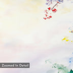 Spring Reverie Canvas Art - Horizontal features delicate red, purple, and yellow florals on a soft pastel background, with a gray “Zoomed In Detail” label at the bottom left corner for added elegance.