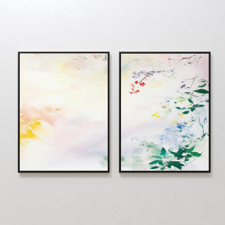 The Spring Reverie - Set of 2 framed prints brings charm to your space with botanical canvas designs, ideal for floral home decor.