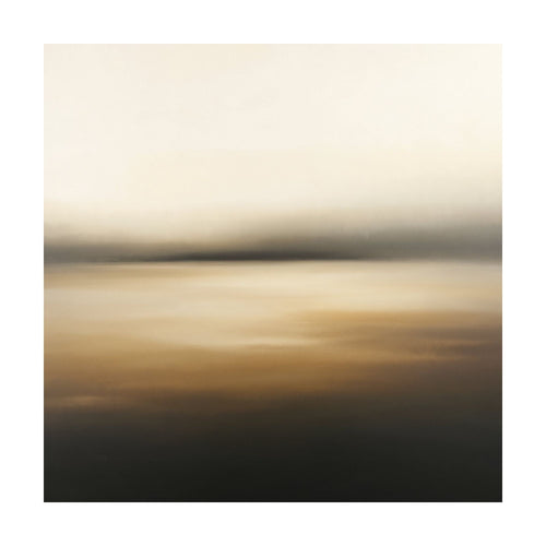Amber Fields abstract Nordic Park landscape painting, featuring a soft, horizontal gradient of amber tones transitioning from dark brown at the bottom to a pale, hazy light at the top.