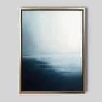 Steel Harbor Mist Canvas Art - Vertical features soft blue and white gradients like a misty seascape—ideal wall art to add calm, blurred horizons to your living room.