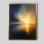 Featuring the Storm's Edge Canvas Art - Vertical, this wall decor captures a dramatic sunset over water, adding serene beauty and atmosphere to any space.