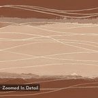 The Terracotta Currents Canvas Art - Horizontal showcases layered browns and beiges with thin, wavy lines, and modern text reading "Zoomed In Detail" in the lower left corner.