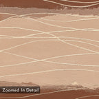 A close-up of the Terracotta Currents Canvas Art - Square shows wavy cream lines over shades of brown and beige, with "Zoomed In Detail" labeled in the bottom left corner.
