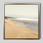 The "Tidal Meditation Canvas Art - Square" features a serene beach scene in soothing beige and gray tones—ideal coastal wall art to bring a sense of peace and calm to any space.