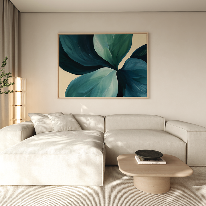 Lush Teal Foliage Abstract Canvas Art
