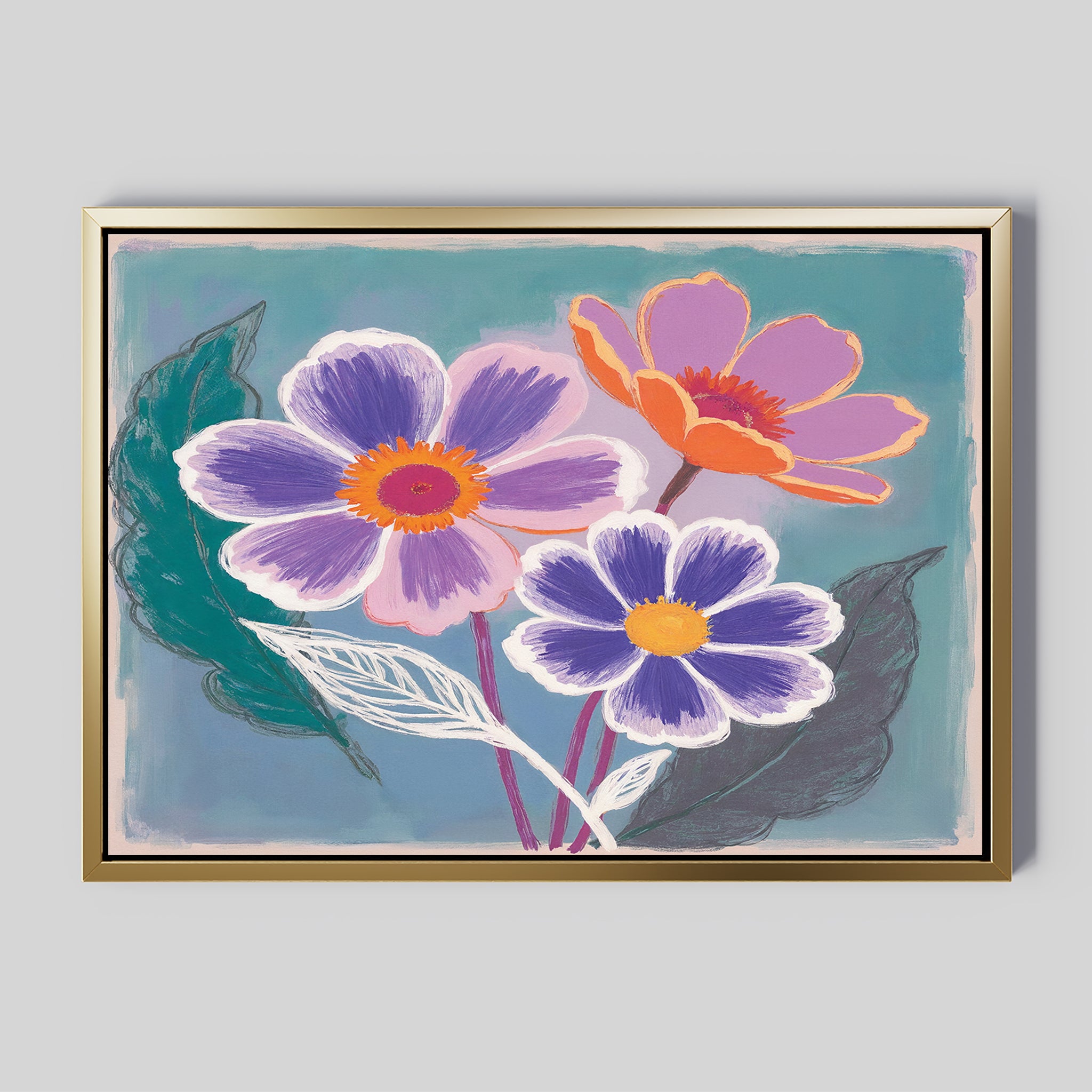 The Vibrant Petals Canvas Art - Horizontal adds elegance and charm to any space with its floral design, offering a touch of contemporary wall art style.