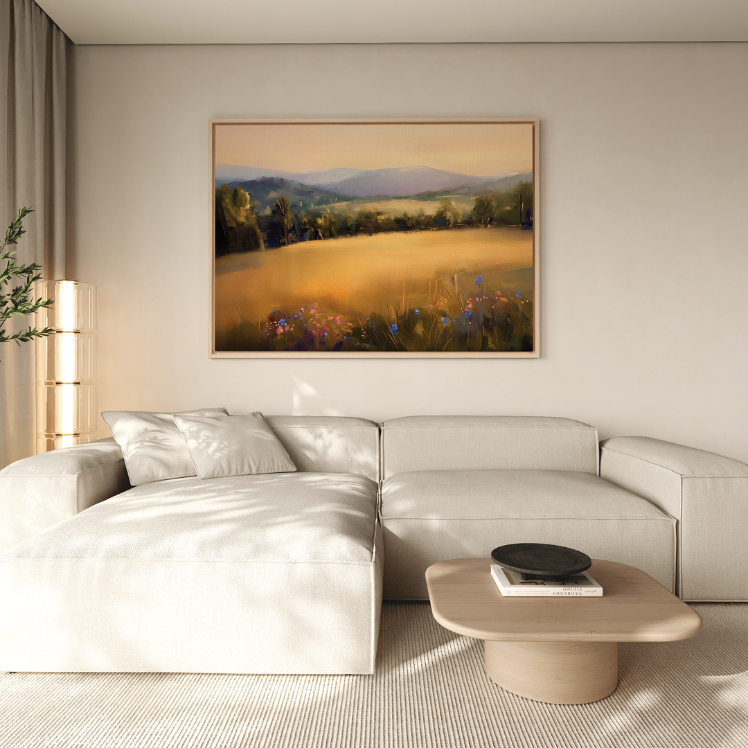 Golden Horizon Abstract Canvas Art