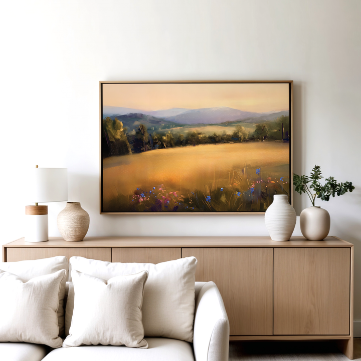 Golden Horizon Abstract Canvas Art