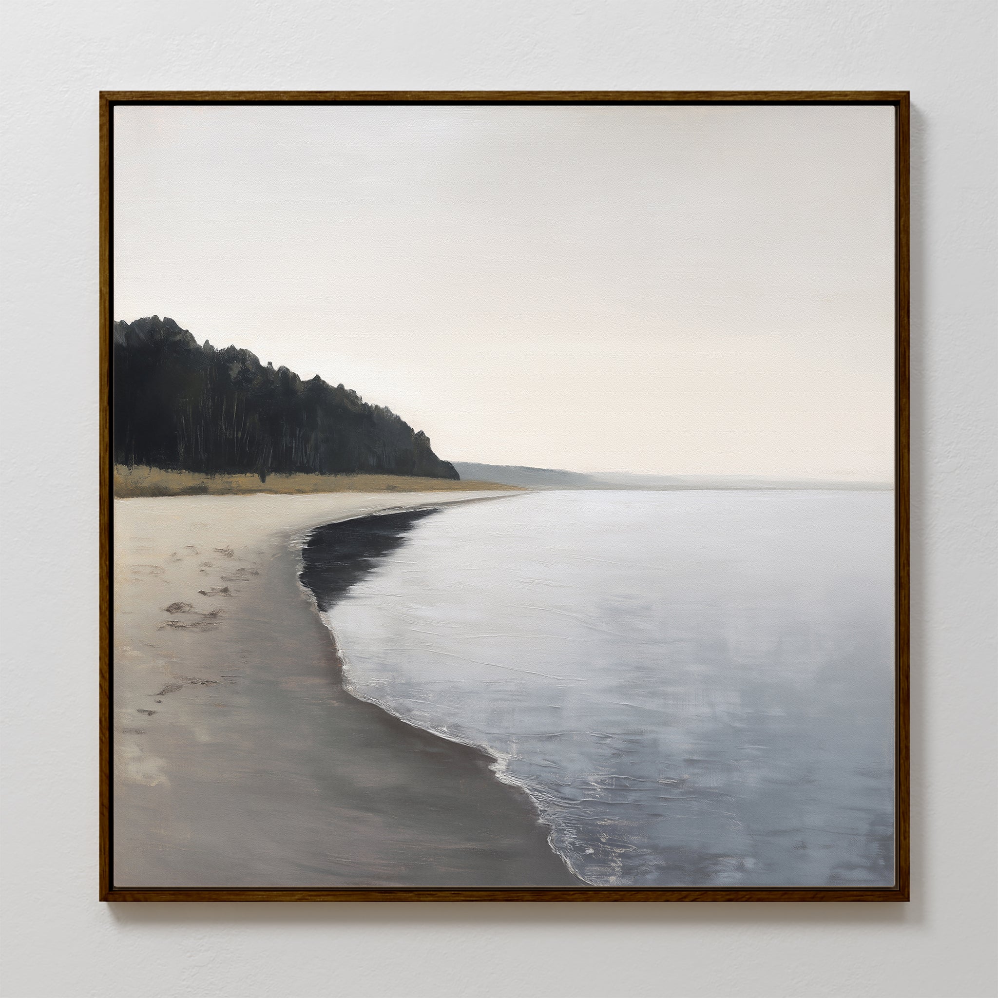 The Weathered Shore Canvas Art - Square captures tranquil waves and sandy shores—a perfect coastal print to bring serene, shoreline vibes into your space.