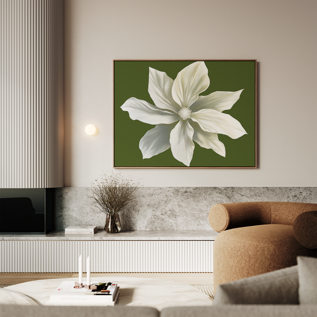 White Petal Oasis Abstract Canvas Art
