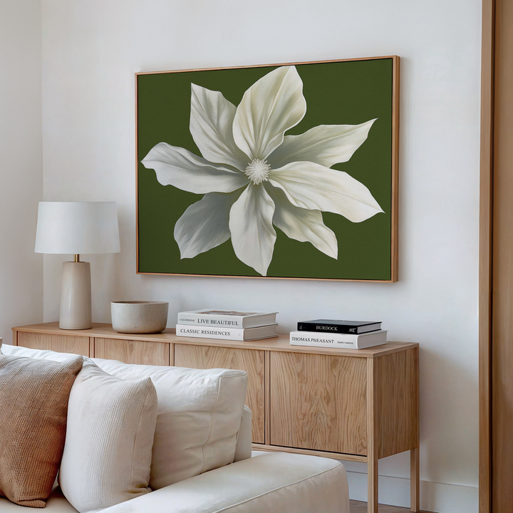 White Petal Oasis Abstract Canvas Art