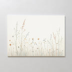 The Wildflower Dreams Canvas Art - Horizontal features delicate wildflowers and dried grasses in pastel tones on a cream background, ideal as botanical wall art for a Nordic Park-inspired space.